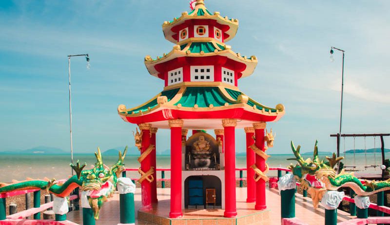Colorful chinese temple in Old Town, Koh Lanta, Krabi, Thailand